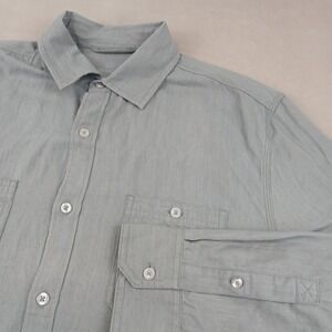 Mack Weldon Large Mens Shirt Button Up Long Sleeve Knit Stretch Gray 23x27